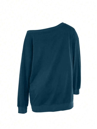 INAWLY Ladies' Asymmetrical Neck Long Sleeve Heart Print Sweatshirt,Long Sleeve Tops Graduation,Back To School Outfits,Graduation,Teacher Outfits For Women,Back To School Pullover Fall Outfit - Image 7