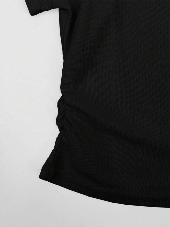 Rina Fox Ladies' Contrast Color Turndown Collar Long Sleeve Casual T-Shirt With Knight Print Fall Cloth For Women, Christmas - Image 5