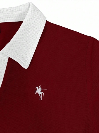 Rina Fox Ladies' Contrast Color Turndown Collar Long Sleeve Casual T-Shirt With Knight Print Fall Cloth For Women, Christmas - Image 26