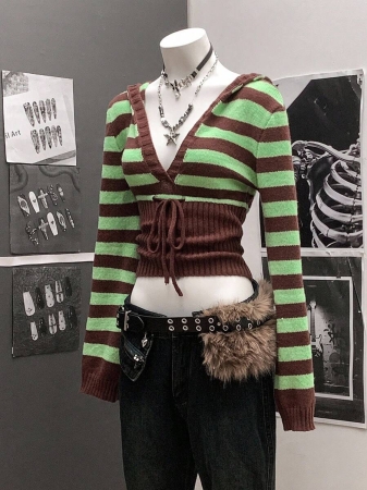 StreetHx Streetwear Women's Colorblock Hooded Drawstring Casual Long Sleeve Sweater Top - Image 4