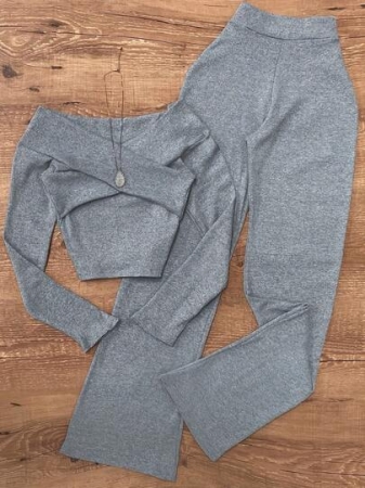 Women's Elegant Solid Color Knit Criss-Cross Long Sleeve Top And Skinny Casual Pants 2-Piece Set, Autumn/Winter