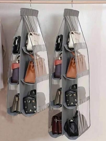 1pc, 8 Pockets Hanging Purse Handbag Organizer Clear Hanging Shelf Bag Collection Storage Holder Purse Bag Wardrobe Closet Space Saving Organizers Decorations Decor Festival Decor Room Decor Home Decor Bed Room Decor Dress Pants Shoes Jeans Boots Skirt Bedroom, Organizer, Home Storage, White T Shirt Women, Black Pants Women, Ladies Winter Clothes, Dress,
