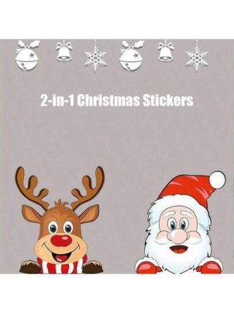 1 Set Santa And Reindeer Car Window Stickers, Waterproof Festive Decals For Christmas Car Styling & Gift Perfect For Car Window Xmas Decor