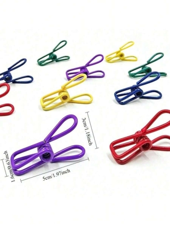 10 Windproof Multi-Purpose Metal Clips - Non-Slip, Strong Grip, Various Colors, Food Bag Sealing Clips, Clothes Drying Rack - Image 4