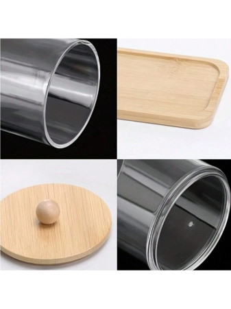 3pcs Plastic Transparent Round Cleaning Swab Storage Box With Tray / 1pc Modern Portable Desktop Storage Box For Household,For Holiday Beach, Bathroom Collection, Bedroom Collection, Large Capacity - Image 8