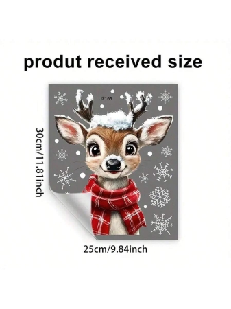 Christmas Scarf, Snowflake, Deer Window Sticker, Electrostatic Sticker For Bedroom, Living Room, Home, Shop Window, Wall Decoration And Beautification Stickers - Image 4