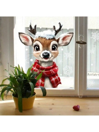 Christmas Scarf, Snowflake, Deer Window Sticker, Electrostatic Sticker For Bedroom, Living Room, Home, Shop Window, Wall Decoration And Beautification Stickers - Image 5