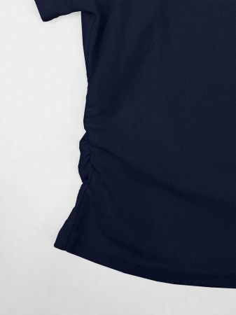 Rina Fox Ladies' Contrast Color Turndown Collar Long Sleeve Casual T-Shirt With Knight Print Fall Cloth For Women, Christmas - Image 54