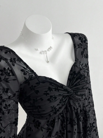 Elamini Women's Casual Twist Front V-Neck Long Sleeve T-Shirt, Versatile New Style, Spring/Autumn - Image 4