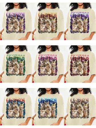 Oversized Shirt, Gift For Girlfriend/Wife, Valentine's Gift, Pet Family Customized, Custom Women's T-Shirt Shirt - Add Your Own Text And Images (Family Photo/Selfie/Pet Photo/Friend Photo/Party Photo) To Design Your Personalized Printed T-Shirt, Youth/Couple/Family/Pet Photo, Anniversary Gift,Chic Autumn, Utilitarian Chic, Fall New Style Women, Graphic Print - Image 43