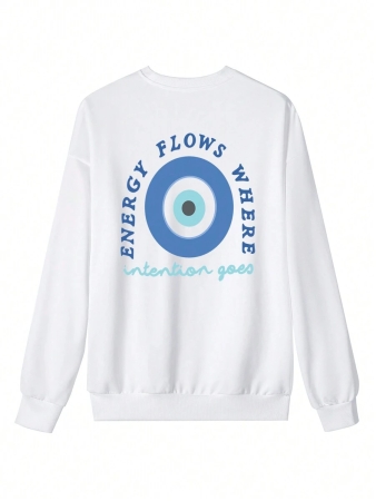 Women's Autumn And Winter Slogan Graphic Long Sleeved Crew Neck Sweatshirt ,Casual Loose And Versatile Holiday Style Tops,Fashionable Fall Women Clothes Suitable For Daily Wear - Image 4