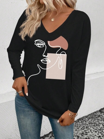 INAWLY Women's V-Neck Flare Sleeve Gradient Heart Print Casual Long Sleeve T-Shirt, Versatile Best Seller Fall Cloth For Women - Image 6