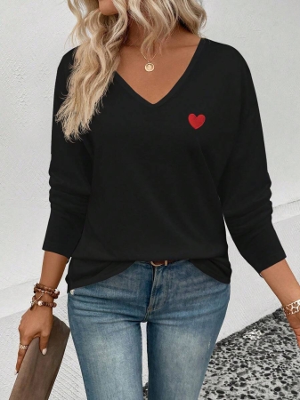 INAWLY Women's V-Neck Flare Sleeve Gradient Heart Print Casual Long Sleeve T-Shirt, Versatile Best Seller Fall Cloth For Women - Image 19