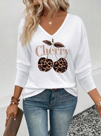 INAWLY Women's V-Neck Flare Sleeve Gradient Heart Print Casual Long Sleeve T-Shirt, Versatile Best Seller Fall Cloth For Women - Image 36
