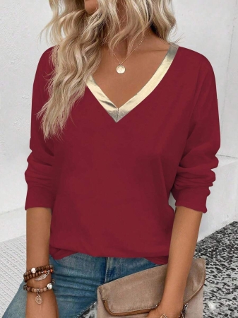 INAWLY Women's V-Neck Flare Sleeve Gradient Heart Print Casual Long Sleeve T-Shirt, Versatile Best Seller Fall Cloth For Women - Image 39