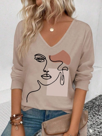 INAWLY Women's V-Neck Flare Sleeve Gradient Heart Print Casual Long Sleeve T-Shirt, Versatile Best Seller Fall Cloth For Women - Image 48