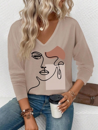 INAWLY Women's V-Neck Flare Sleeve Gradient Heart Print Casual Long Sleeve T-Shirt, Versatile Best Seller Fall Cloth For Women - Image 50