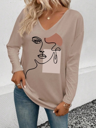 INAWLY Women's V-Neck Flare Sleeve Gradient Heart Print Casual Long Sleeve T-Shirt, Versatile Best Seller Fall Cloth For Women - Image 51