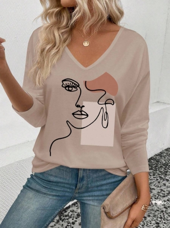 INAWLY Women's V-Neck Flare Sleeve Gradient Heart Print Casual Long Sleeve T-Shirt, Versatile Best Seller Fall Cloth For Women - Image 52