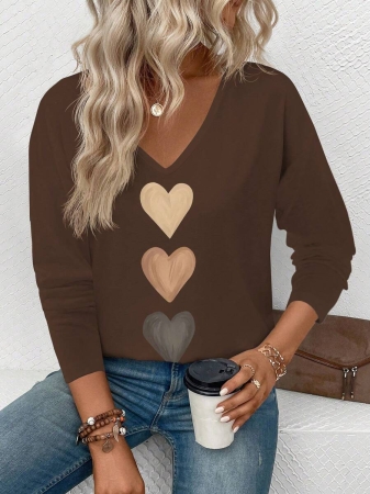 INAWLY Women's V-Neck Flare Sleeve Gradient Heart Print Casual Long Sleeve T-Shirt, Versatile Best Seller Fall Cloth For Women - Image 102