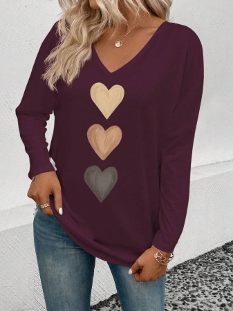 INAWLY Women's V-Neck Flare Sleeve Gradient Heart Print Casual Long Sleeve T-Shirt, Versatile Best Seller Fall Cloth For Women - Image 129