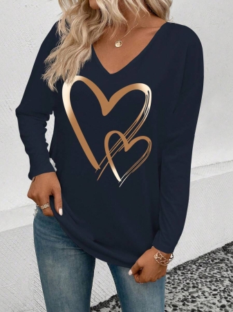 INAWLY Women's V-Neck Flare Sleeve Gradient Heart Print Casual Long Sleeve T-Shirt, Versatile Best Seller Fall Cloth For Women - Image 139