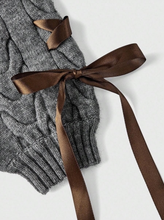 ROMWE Kawaii Cute Bowknot Off Shoulder Lantern Sleeve Fitted Sweater - Image 5