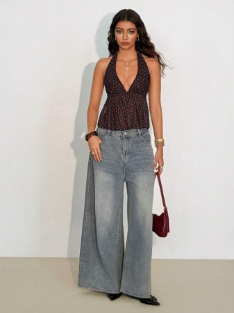 TRNVIE Women's Elegant Polka Dot V-Neck Halter Neck Camisole, Spring/Summer - Image 11