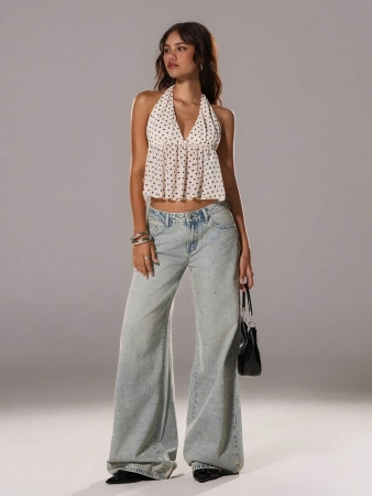 TRNVIE Women's Elegant Polka Dot V-Neck Halter Neck Camisole, Spring/Summer - Image 26