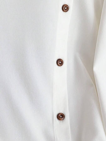 GlowEve Elegant Commuting Casual Fashionable Chic White Blouse For Women, Stand Collar Versatile Top With Unique Design - Image 5