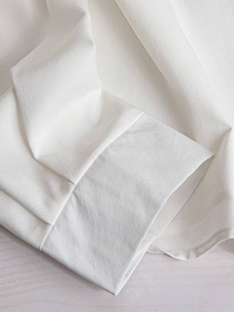 GlowEve Elegant Commuting Casual Fashionable Chic White Blouse For Women, Stand Collar Versatile Top With Unique Design - Image 7