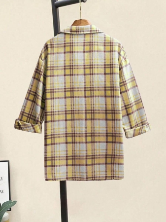 Women's Plaid Shirt Jacket, Lightweight Outer Shirt, Y2K Back To School Celebration Casual Commute Checkered Button-Front Shirt, Casual Long Sleeve Turndown Collar Versatile Shirt, Suitable For Daily Casual, Outdoor, Vacation Wear, All Season - Image 22