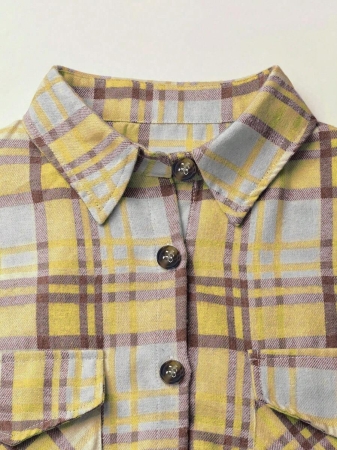 Women's Plaid Shirt Jacket, Lightweight Outer Shirt, Y2K Back To School Celebration Casual Commute Checkered Button-Front Shirt, Casual Long Sleeve Turndown Collar Versatile Shirt, Suitable For Daily Casual, Outdoor, Vacation Wear, All Season - Image 23