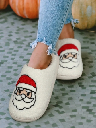 Christmas Style Pattern Fuzzy Slippers For Women And Men, Winter Warm Closed Toe Flat Floor Shoes, Cozy Soft Sole Home Slippers - Image 10