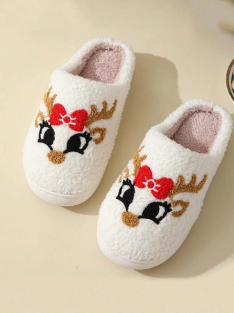 Christmas Style Pattern Fuzzy Slippers For Women And Men, Winter Warm Closed Toe Flat Floor Shoes, Cozy Soft Sole Home Slippers - Image 15