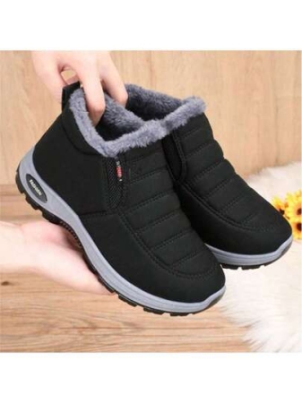 Women Boots Waterproof Ankle Boots Low Heel Winter Boots Fashion Black Winter Shoes Women Warm Snow Boots