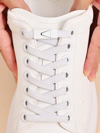 1pair Elastic No-Tie Shoe Laces With Switch Button, Black, Fits For Sneakers, Sports Shoes, Casual Shoes,White Shoes,Basketball Shoes, Trainers Running Shoes Summer - Image 8