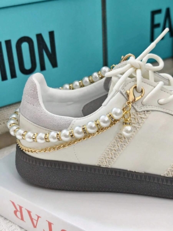 2pcs Fashionable Faux Pearl & Rhinestone Shoe Chains, Suitable For Casual Shoes, Sneakers, Canvas Shoes, Boots, DIY Shoe Accessories, Detachable & Reusable (Shoes Not Included) - Image 5