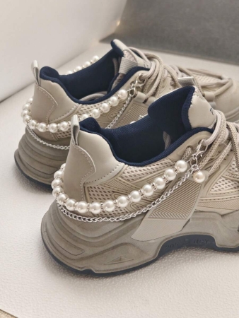 2pcs Fashionable Faux Pearl & Rhinestone Shoe Chains, Suitable For Casual Shoes, Sneakers, Canvas Shoes, Boots, DIY Shoe Accessories, Detachable & Reusable (Shoes Not Included) - Image 6