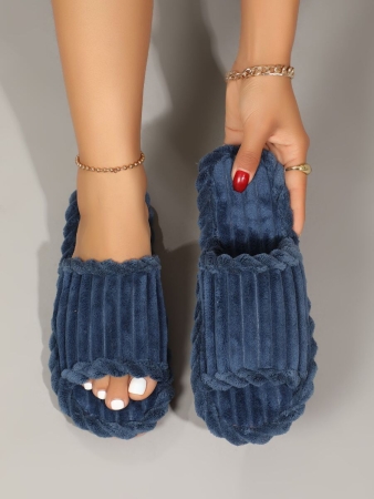 Women's Open Toe Thick Sole Warm Fleece Slippers, Indoor & Outdoor Wear Foam Thermal Slippers, For Autumn/Winter,Furry Shoes - Image 2