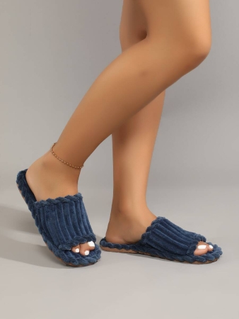 Women's Open Toe Thick Sole Warm Fleece Slippers, Indoor & Outdoor Wear Foam Thermal Slippers, For Autumn/Winter,Furry Shoes - Image 4