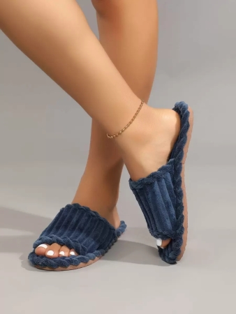 Women's Open Toe Thick Sole Warm Fleece Slippers, Indoor & Outdoor Wear Foam Thermal Slippers, For Autumn/Winter,Furry Shoes - Image 6