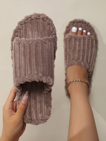 Women's Open Toe Thick Sole Warm Fleece Slippers, Indoor & Outdoor Wear Foam Thermal Slippers, For Autumn/Winter,Furry Shoes - Image 13