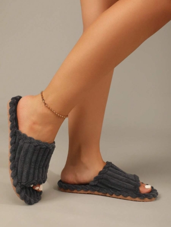 Women's Open Toe Thick Sole Warm Fleece Slippers, Indoor & Outdoor Wear Foam Thermal Slippers, For Autumn/Winter,Furry Shoes - Image 19