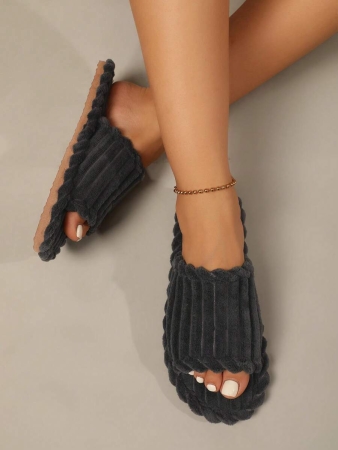 Women's Open Toe Thick Sole Warm Fleece Slippers, Indoor & Outdoor Wear Foam Thermal Slippers, For Autumn/Winter,Furry Shoes - Image 20