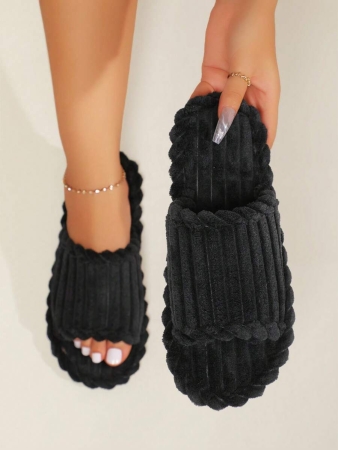 Women's Open Toe Thick Sole Warm Fleece Slippers, Indoor & Outdoor Wear Foam Thermal Slippers, For Autumn/Winter,Furry Shoes - Image 28
