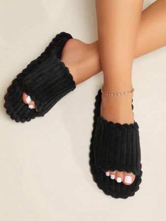 Women's Open Toe Thick Sole Warm Fleece Slippers, Indoor & Outdoor Wear Foam Thermal Slippers, For Autumn/Winter,Furry Shoes - Image 29