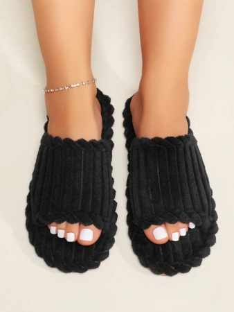 Women's Open Toe Thick Sole Warm Fleece Slippers, Indoor & Outdoor Wear Foam Thermal Slippers, For Autumn/Winter,Furry Shoes - Image 30