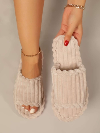 Women's Open Toe Thick Sole Warm Fleece Slippers, Indoor & Outdoor Wear Foam Thermal Slippers, For Autumn/Winter,Furry Shoes - Image 34
