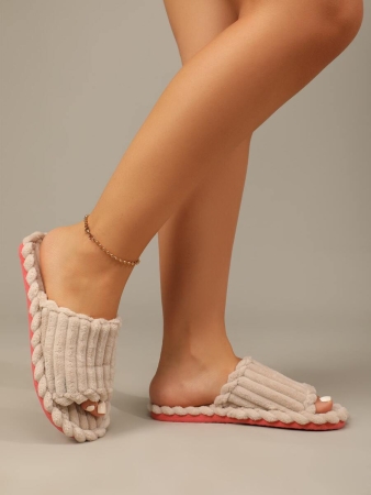 Women's Open Toe Thick Sole Warm Fleece Slippers, Indoor & Outdoor Wear Foam Thermal Slippers, For Autumn/Winter,Furry Shoes - Image 37